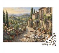 Tuscan Courtyard Recycled Paper Jigsaw Puzzle 1000 Piece Italian Countryside Memory Improvement Party Game 38x26cm/1000pcs