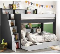 Tuscan - Single - Staircase Bunk Bed - Grey/White - Wooden - 3ft - Happy Beds