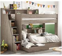 Tuscan - Single - Staircase Bunk Bed - Grey Oak - Wooden - 3ft - Happy Beds