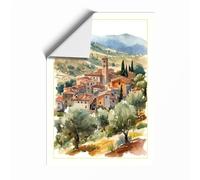 Tuscan Hillside Village Rustic Unframed Wall Art Print A2 (59.4×42cm), Wall Decor for Living Room, Bedroom, Office & Home, Art Gift