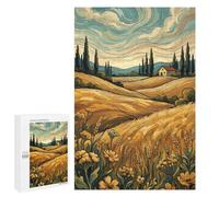Tuscan Landscape with Wheat Fields And Cypress Trees - Wooden Art Puzzle, 1000 PCS, New Year Puzzle Gift; for Couples, Friends And Family