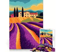 Tuscan Lavender Fields Mansion Art 1000 Piece Jigsaw Puzzle for Adults Focus Training Quiet Enjoyment Tight Join (50x75cm)