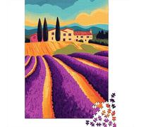 Tuscan Lavender Fields Mansion Art Jigsaw Puzzle 1000 Pieces, Landmark Urban View, 1000 Pieces for Adults, Birthday Gift for Adults, Decorative Artwork, 52x38cm/1000pcs