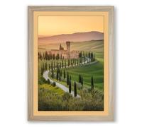 Tuscan Villa at Dawn Rustic Framed Wall Art Print A1 (84.1×59.4cm) Oak, Wall Decor for Living Room, Bedroom, Office & Home, Ready to Hang, Art Gift