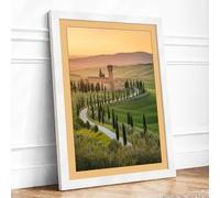 Tuscan Villa at Dawn Rustic Framed Wall Art Print A1 White