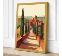 Tuscan Villa at Dusk Canvas Wall Art Print 24x16 Inch