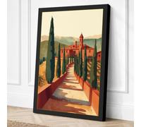 Tuscan Villa at Dusk Canvas Wall Art Print 30x20 Inch