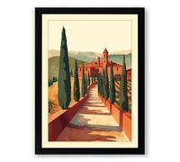 Tuscan Villa at Dusk Landscape Framed Wall Art Print A3 (42×29.7cm) Black, Wall Decor for Living Room, Bedroom, Office & Home, Ready to Hang, Art Gift