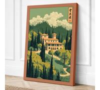 Tuscan Villa at Dusk Vintage Canvas Wall Art Print 18x12 Inch