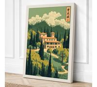 Tuscan Villa at Dusk Vintage Canvas Wall Art Print 18x12 Inch