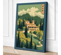 Tuscan Villa at Dusk Vintage Canvas Wall Art Print 30x20 Inch