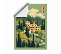 Tuscan Villa at Dusk Vintage Unframed Wall Art Print A4 (29.7×21cm), Wall Decor for Living Room, Bedroom, Office & Home, Art Gift
