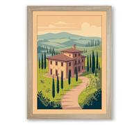 Tuscan Villa Rustic Framed Wall Art Print A4 (29.7×21cm) Oak, Wall Decor for Living Room, Bedroom, Office & Home, Ready to Hang, Art Gift