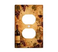 Tuscan Vineyard Wine Theme Duplex Outlet Covers Plate | Tuscan Landscape, Grape Clusters, Red Wine Glasses, Rustic Home Decor, Wine Lover Gift