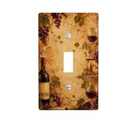 Tuscan Vineyard Wine Theme Toggle Switch Plate | Tuscan Landscape, Grape Clusters, Red Wine Glasses, Rustic Home Decor, Wine Lover Gift
