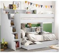 Tuscan White Wooden Staircase Bunk Bed - 3Ft Single