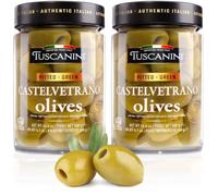 Tuscanini Premium Italian Castelvetrano Green Pitted Olives 300g (Pack of 2) | Mild & Smooth Flavour | Imported from Italy