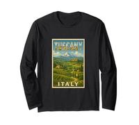Tuscany Area Italy Vintage Travel Souvenir Post Art Graphic Long Sleeve T-Shirt