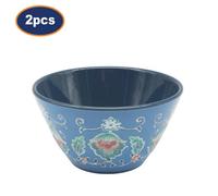 Tuscany Blue Melamine Snack Bowls 2Pcs Mediterranean Desserts Serving Bowls 14Cm