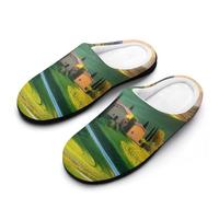 Tuscany Countryside Italy Cotton Women's Slip-on Slippers Winter Warm House Shoes with Rubber Sole for Home Office Hotel