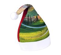 Tuscany Countryside Italy Funny Sequin Santa Hat Plush Christmas Hats Party Headwear for Holiday New Year