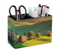 Tuscany Countryside Italy Pencil Holder with Compartment PU Leather Pen Cup Stationery Organizer Small Office Accessories Desktop Decor