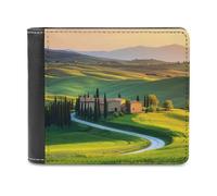 Tuscany Countryside Italy Slim Leather Men's Wallets with 6 Card Holders Minimalist Billfold Travel Purse