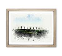 Tuscany Fields In Siena Italy In Abstract Modern Art Framed Print | A4 Oak Framed Wall Art | Ready to Hang | Abstract Fantasy Picture | Living Room Bedroom Lounge Office