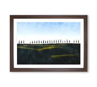 Tuscany Fields in Siena Italy Painting Framed Print | A2 Walnut Framed Wall Art | Ready to Hang | Modern Historical Picture | Living Room Bedroom Lounge Office