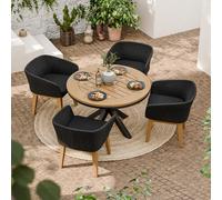 Tuscany Garden Dining Set - 4 Seater - 120cm - Round - Teak Wood - 4 Eden Night Chairs