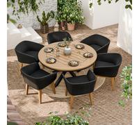 Tuscany Garden Dining Set - 6 Seater - 150cm - Round - Teak Wood - 6 Eden Night Chairs