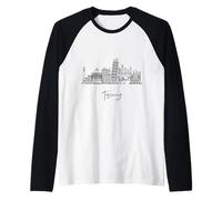 Tuscany Italy Skyline Travel Souvenirs Black Cityscape Raglan Baseball Tee