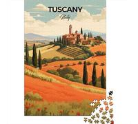 Tuscany Italy Travel Print, Jigsaw for Adults, 1000 Pieces, 52x38cm/1000pcs | For winter days with time to puzzle, this adult jigsaw puzzle with 1000 pieces fits long December evenings.