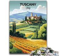 Tuscany Italy Travel Print Jigsaw Puzzles for Teenagers,Family Game Stress Reliever Difficult Challenge Artists Collection,Fine Art (38x26cm)
