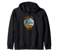 Tuscany Italy Vineyard Distressed Circle Zip Hoodie
