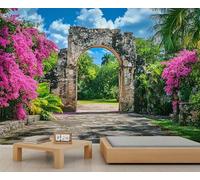 Tuscany Italy Wallpaper, Spring Red Floral Large Mural, Landscape Mural Wallpaper for Bedroom, Italy Wall Mural - 300x210cm (Not Peel n' Stick)