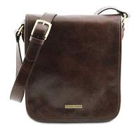 Tuscany Leather - TL Messenger - Two compartments Leather Shoulder Bag Dark Brown - TL141255/5