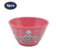 Tuscany Red Melamine Snack Bowls 4Pcs Mediterranean Desserts Serving Bowls 14Cm