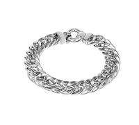 Tuscany Silver Men's Sterling Silver 12.4mm Rhodium Plated Large Spring Ring Curb Bracelet of 20cm/8"