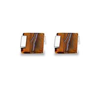 Tuscany Silver Men's Sterling Silver 15mm x 15mm Tigers Eye Rectangular Cufflinks