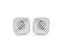 Tuscany Silver Men's Sterling Silver Ribbed Square Cufflinks