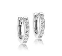Tuscany Silver Sterling Silver Cubic Zirconia Hinged Small Hoop Earrings Silver