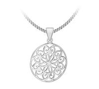 Tuscany Silver Sterling Silver Cutout Flower Pendant on Curb Chain of 46cm/18"