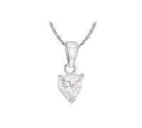 Tuscany Silver Sterling Silver Women's Cubic Zirconia Heart Pendant on Prince of Wales Chain Necklace 46cm/18