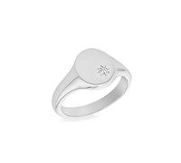 Tuscany Silver Unisex Sterling Silver Rhodium Plated CZ 9.5mm x 10.5mm Oval Signet Ring #K