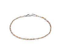 Tuscany Silver Women's 2-Tone Rose Gold & Silver 1.8mm Twisted Tocalle Bracelet 19cm/7.5'