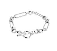 Tuscany Silver Women's 7.5mm Twisted-Link Figaro Belcher T-Bar Bracelet 19cm/7.5'