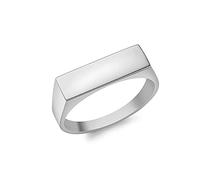 Tuscany Silver Women's Rhodium Plated 15.5mm x 4.5mm Rectangular Signet Ring #P Engraving