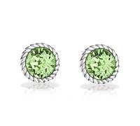 Tuscany Silver Women's Sterling Silver 10 mm Light Green Swarovski Crystal August Birthstone Earrings