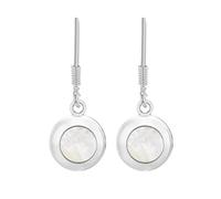Tuscany Silver Women's Sterling Silver 10 x 27 mm Round White Mother of Pearl Drop Earrings